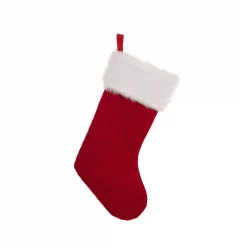 Glitzhome 20 In. L Knitted Stocking With Faux Fur Cuff