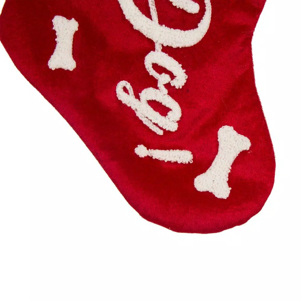 Glitzhome 22 In. L Velvet Christmas Stocking With Plush Cuff- Good Dog 2 Glitzhome 22 In. L Velvet Christmas Stocking With Plush Cuff- Good Dog - Image 2