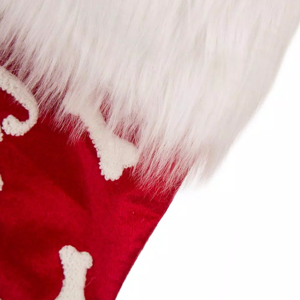 Glitzhome 22 In. L Velvet Christmas Stocking With Plush Cuff- Good Dog 3 Glitzhome 22 In. L Velvet Christmas Stocking With Plush Cuff- Good Dog - Image 3
