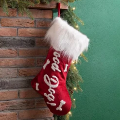 Glitzhome 22 In. L Velvet Christmas Stocking With Plush Cuff- Good Dog 12 Glitzhome 22 In. L Velvet Christmas Stocking With Plush Cuff- Good Dog -Indoor-Christmas-Decorations Sales unnamed file 1038