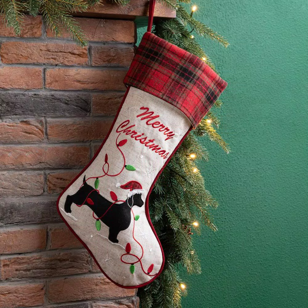 Glitzhome 21 In. Fabric Christmas Stocking – Dachshund 10 Glitzhome 21 In. Fabric Christmas Stocking – Dachshund - Image 10
