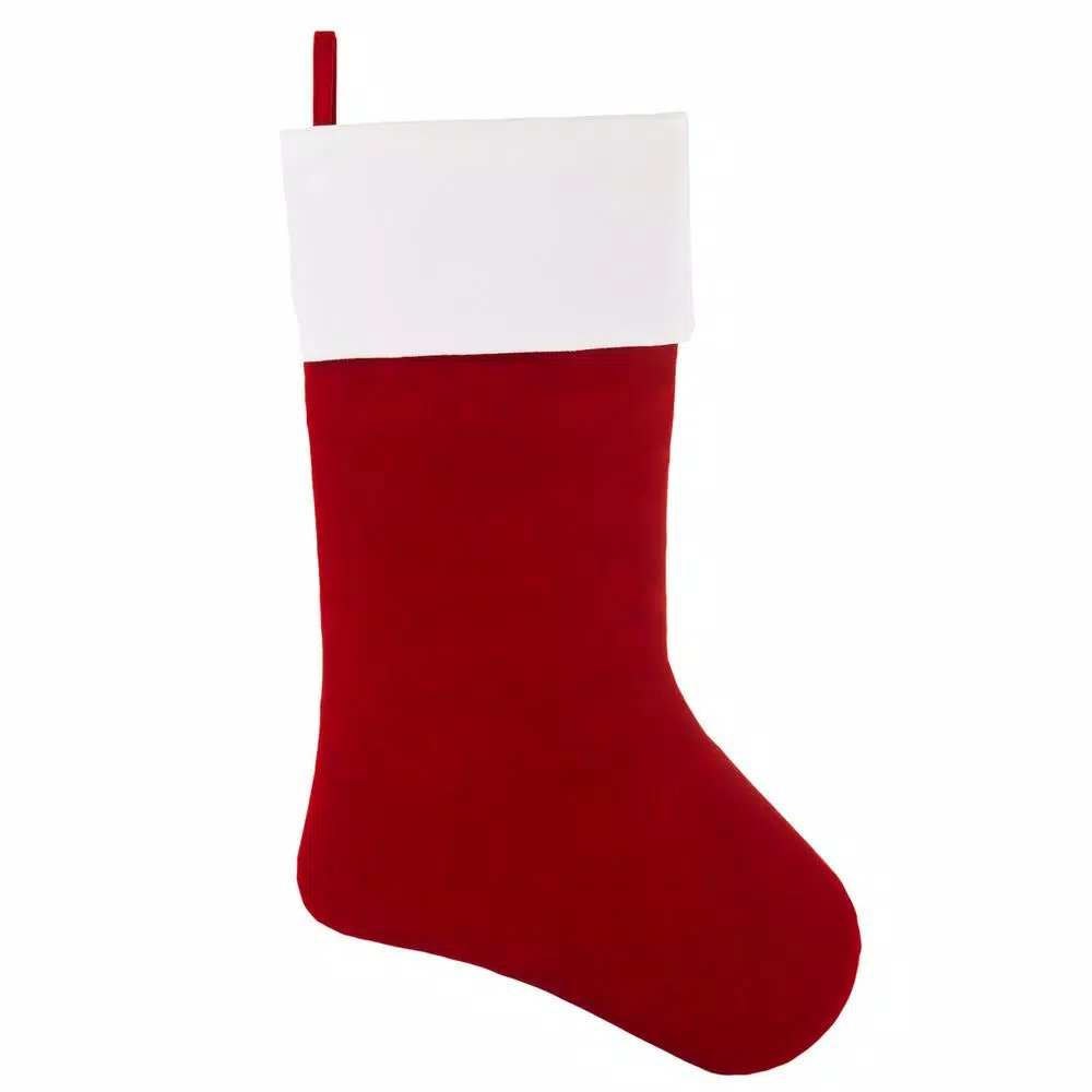 Haute Decor HangRight 18.7 In. Red And White Polyester Deluxe Stocking 1 Haute Decor HangRight 18.7 In. Red And White Polyester Deluxe Stocking