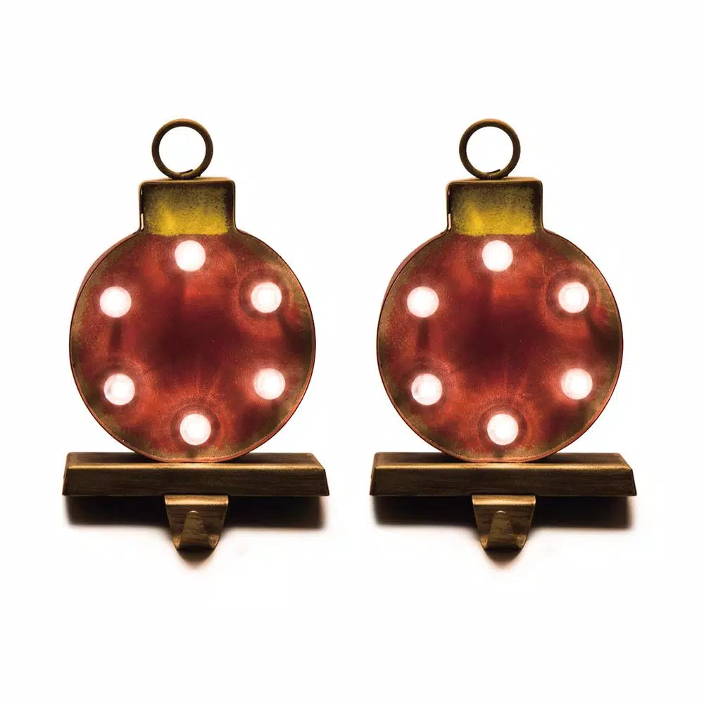 Glitzhome 2-Pack Marquee LED Ornament Stocking Holder 1 Glitzhome 2-Pack Marquee LED Ornament Stocking Holder