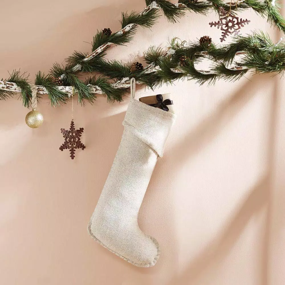 VHC Brands 20 In. Cotton Creme Nowell Farmhouse Christmas Decor Stocking 2 VHC Brands 20 In. Cotton Creme Nowell Farmhouse Christmas Decor Stocking - Image 2