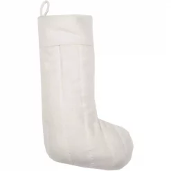 VHC Brands 20 In. Ivory Felt Christmas Traditional Decor Stocking