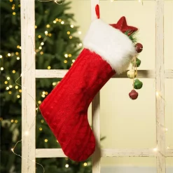 Glitzhome 20 In. L Knitted Stocking With Faux Fur Cuff -Indoor-Christmas-Decorations Sales unnamed file 109