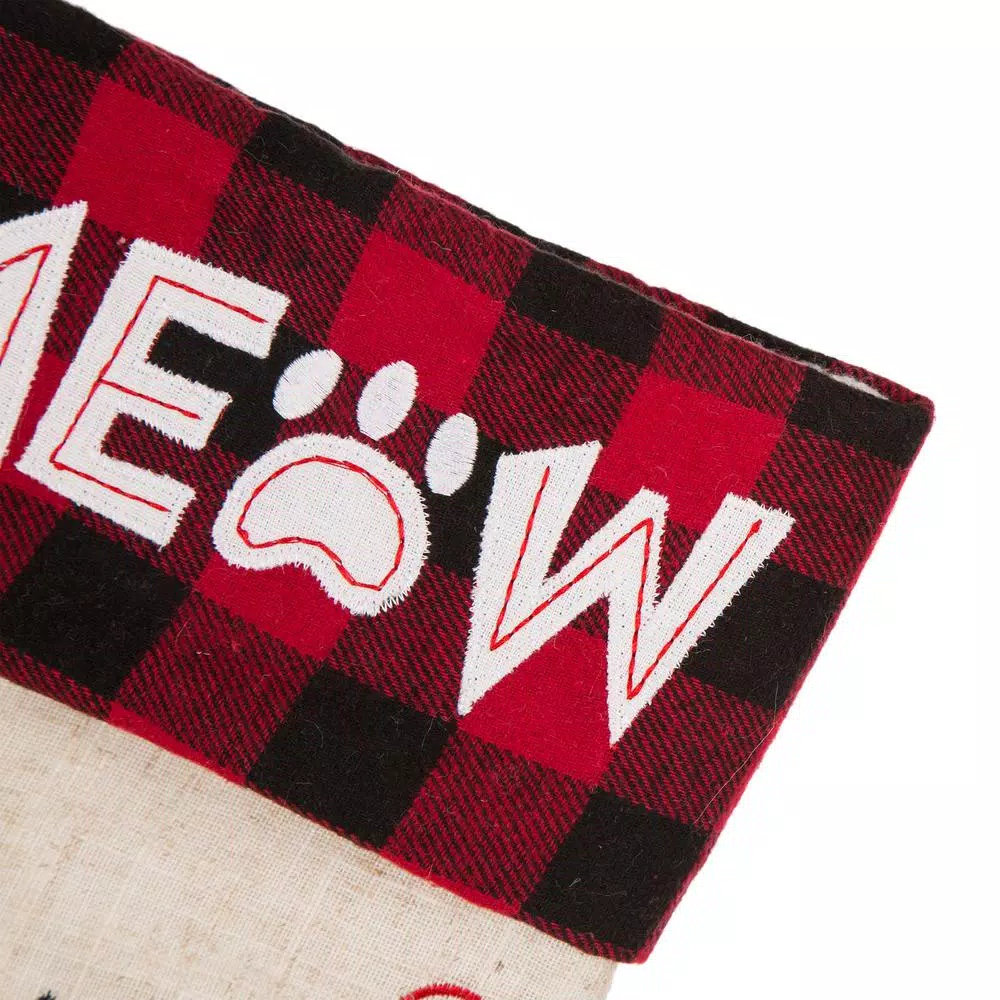 Glitzhome 21 In. Polyester LED Embroidered Linen Christmas Dog Stocking (2-Pack) 4 Glitzhome 21 In. Polyester LED Embroidered Linen Christmas Dog Stocking (2-Pack) - Image 4