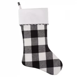 Haute Decor HangRight 18.7 In. Black And White Polyester Buffalo Check Stocking (4-Pack)