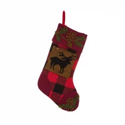 Glitzhome 19 In. Acrylic Plaid Stocking With Rug Hooked Reindeer And Bear (Set Of 2) -Indoor-Christmas-Decorations Sales unnamed file 1138
