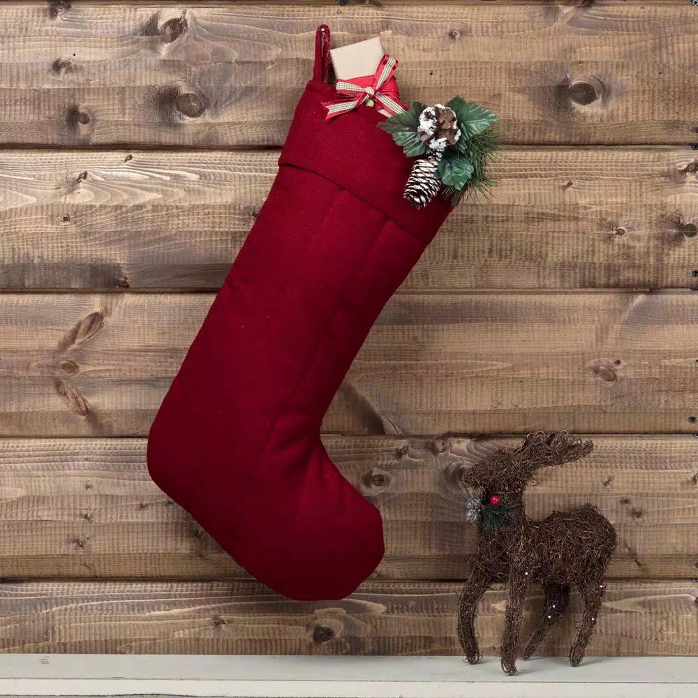 VHC Brands 20 In. Red Felt Christmas Traditional Decor Stocking 2 VHC Brands 20 In. Red Felt Christmas Traditional Decor Stocking - Image 2