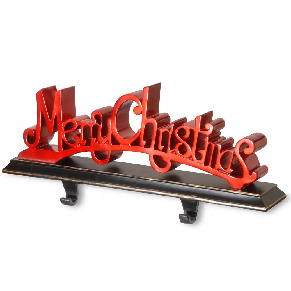 National Tree Company 18 In. Polyresin Merry Christmas Red Decor Includes Base And Hooks 1 National Tree Company 18 In. Polyresin Merry Christmas Red Decor Includes Base And Hooks