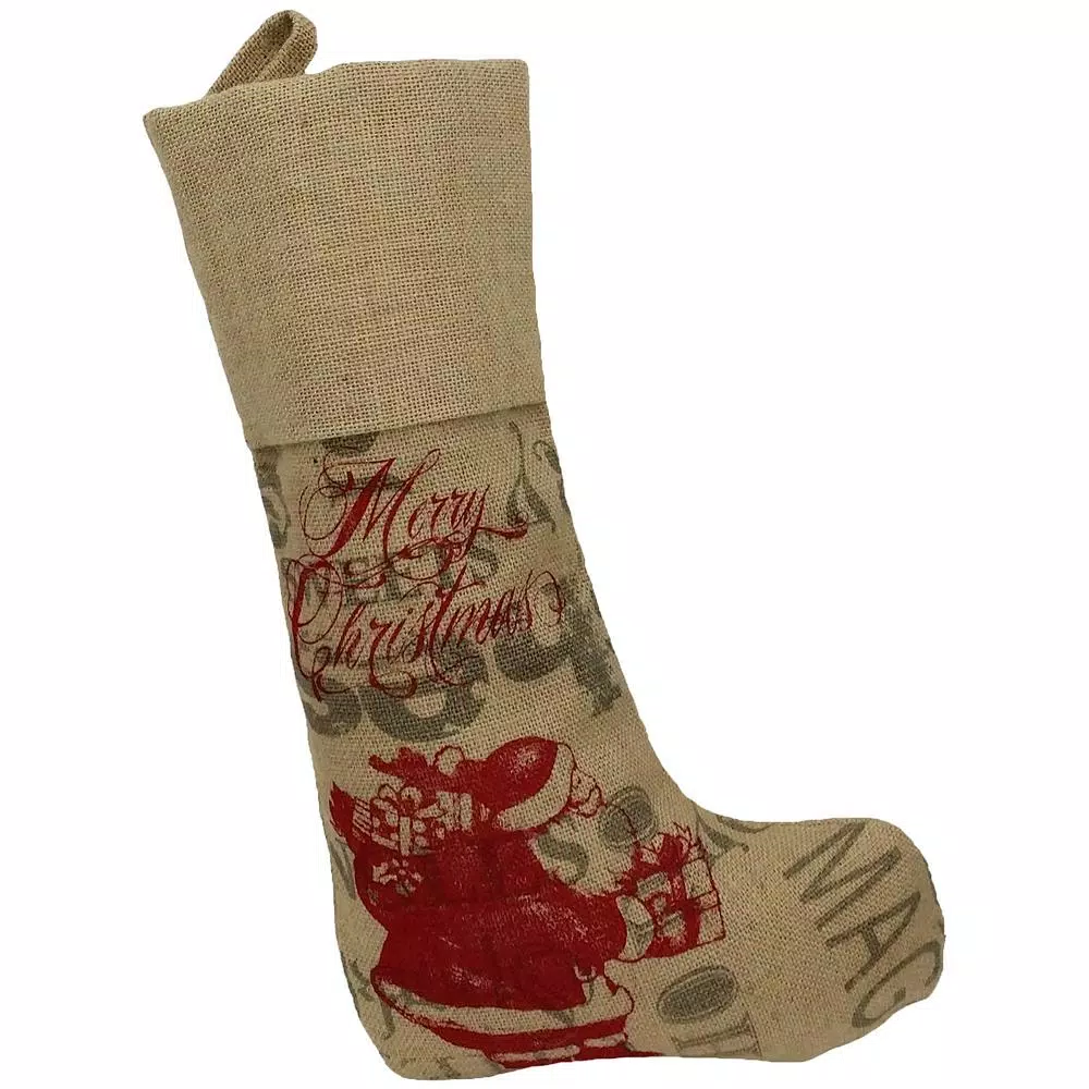 Manor Luxe 0.1 In. H X 20 In. L Jute Saint Nick Christmas Stocking With Printed Burlap Collection 1 Manor Luxe 0.1 In. H X 20 In. L Jute Saint Nick Christmas Stocking With Printed Burlap Collection