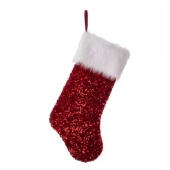 Glitzhome 21 In. H Red Sequin Christmas Stocking