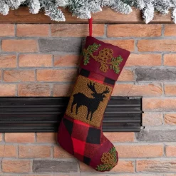 Glitzhome 19 In. Polyester/Acrylic Plaid Christmas Stocking With Rug Hooked Reindeer 5 Glitzhome 19 In. Polyester/Acrylic Plaid Christmas Stocking With Rug Hooked Reindeer -Indoor-Christmas-Decorations Sales unnamed file 1240