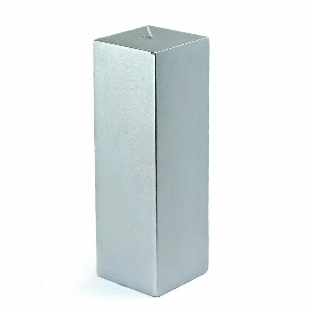 Zest Candle 3 In. X 9 In. Metallic Silver Square Pillar Candle Bulk (12-Box) 1 Zest Candle 3 In. X 9 In. Metallic Silver Square Pillar Candle Bulk (12-Box)