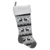 Northlight 23.25 In. Black Gray And White Polyester Rustic Lodge Knit Christmas Stocking With Sherpa Cuff