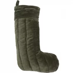 VHC Brands 20 In. Cotton Green Velvet Holiday Traditional Christmas Decor Stocking