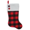 Northlight 23 In. Black And Red Polyester Rustic Buffalo Plaid Christmas Stocking