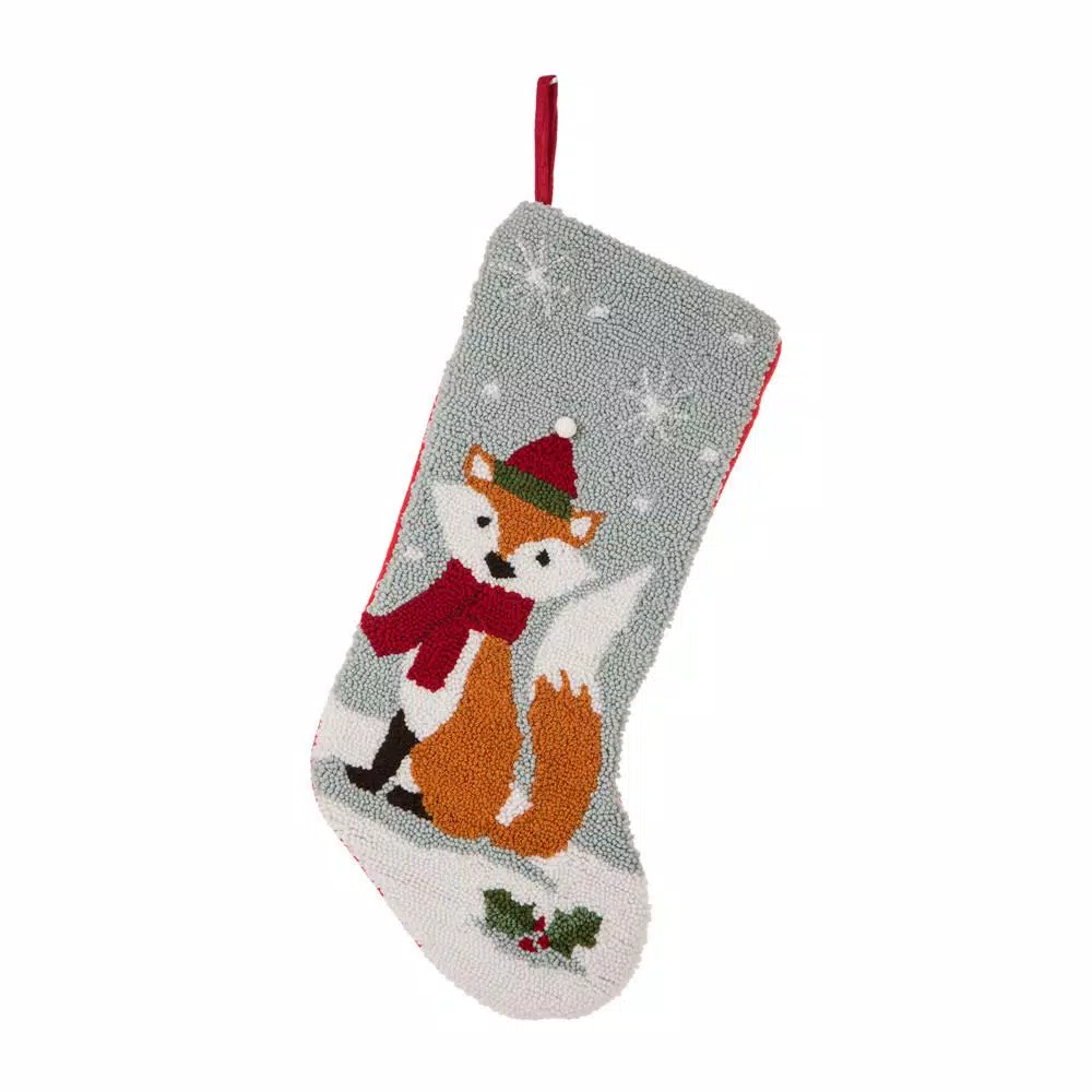 Glitzhome 19 In. Polyester Fox Hooked Stocking (2-Pack) 2 Glitzhome 19 In. Polyester Fox Hooked Stocking (2-Pack) - Image 2