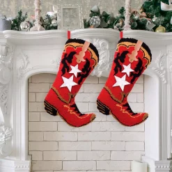 Glitzhome 19.69 In. Polyester Hooked Red Boot Stocking (2-Pack) -Indoor-Christmas-Decorations Sales unnamed file 1329