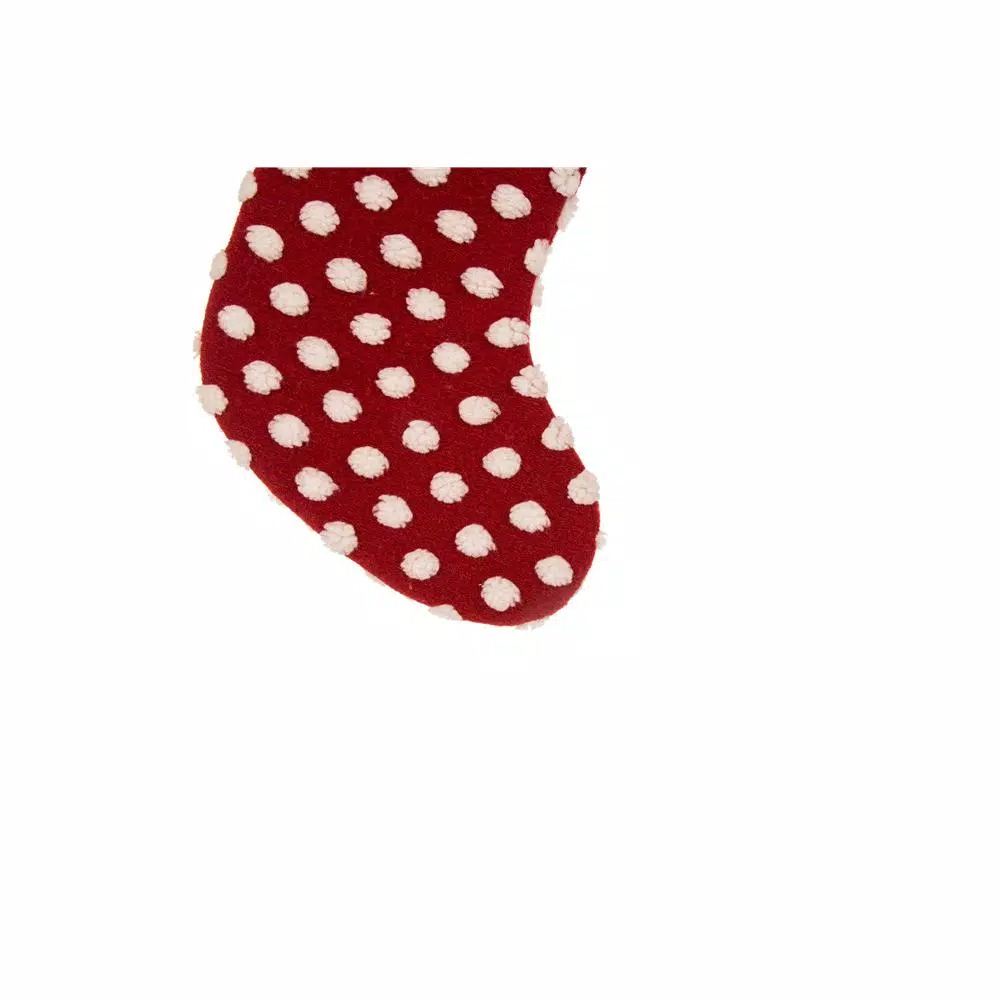 Glitzhome 21 In. H Fabric Pompom Stocking 4 Glitzhome 21 In. H Fabric Pompom Stocking - Image 4
