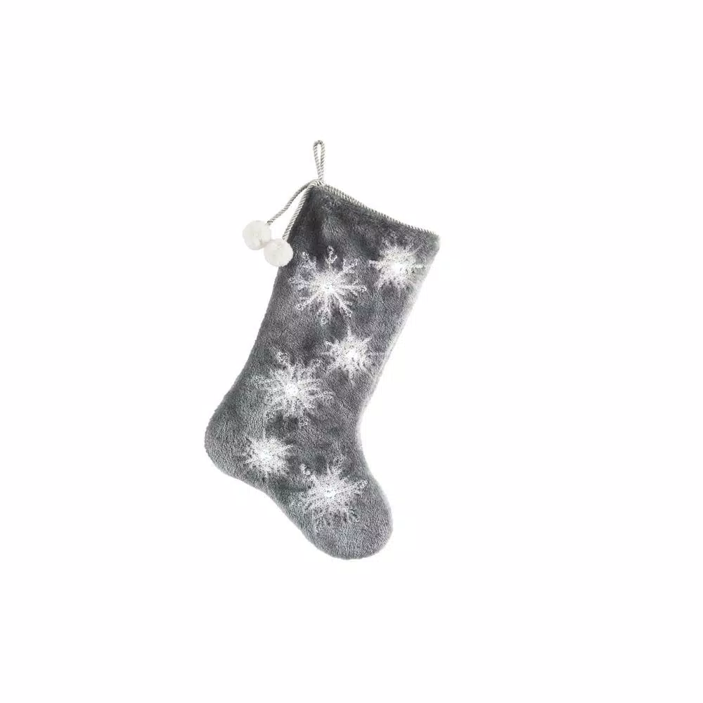Manor Luxe 0.1 In. H X 20 In. L Polyester Snowflake Sequin Soft Plush Furry Light Up Christmas Stocking 1 Manor Luxe 0.1 In. H X 20 In. L Polyester Snowflake Sequin Soft Plush Furry Light Up Christmas Stocking