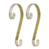 Haute Decor 6 In. Steel Gold Glitter Stocking Scrolls Holders (2-Pack)