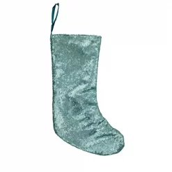 Northlight 17.5 In. Aqua Blue Polyester Paillette Sequins Hanging Christmas Stocking