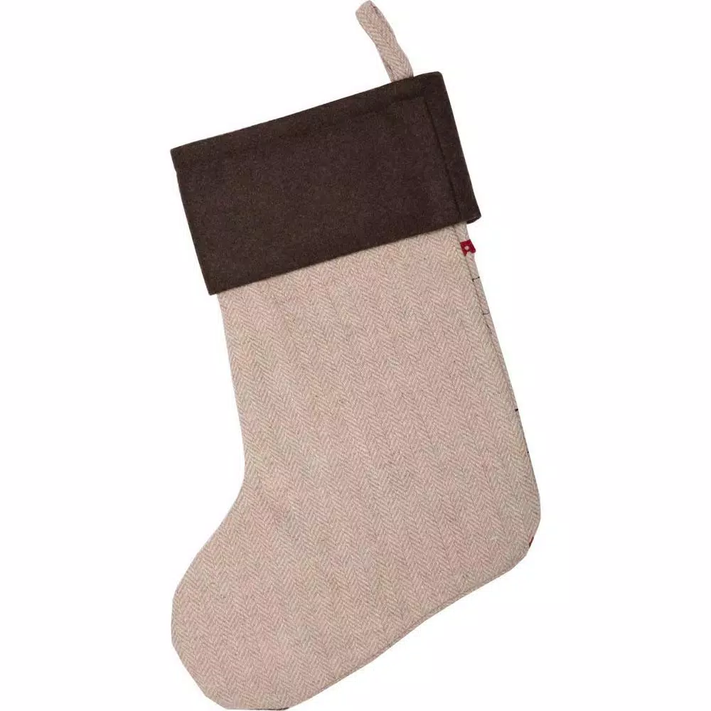 VHC Brands 15 In. Merry Little Christmas Khaki Tan Traditional Decor Stocking 2 VHC Brands 15 In. Merry Little Christmas Khaki Tan Traditional Decor Stocking - Image 2