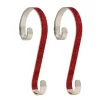 Haute Decor 6 In. Steel Red Glitter Stocking Scrolls Holders (2-Pack)