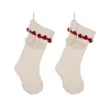 Glitzhome 22 In. Knitted Acrylic White Christmas Decoration Stocking (Set Of 2)