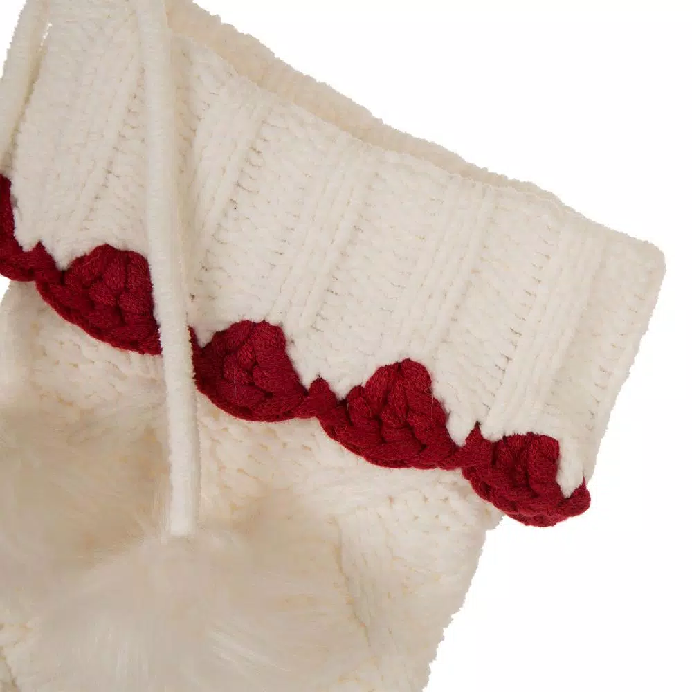 Glitzhome 22 In. Knitted Acrylic White Christmas Decoration Stocking (Set Of 2) 3 Glitzhome 22 In. Knitted Acrylic White Christmas Decoration Stocking (Set Of 2) - Image 3