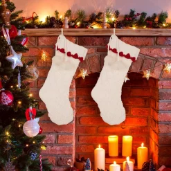 Glitzhome 22 In. Knitted Acrylic White Christmas Decoration Stocking (Set Of 2) 13 Glitzhome 22 In. Knitted Acrylic White Christmas Decoration Stocking (Set Of 2) -Indoor-Christmas-Decorations Sales unnamed file 202