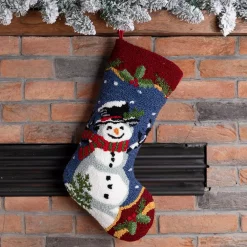 Glitzhome 19 In. Hooked Christmas Decor Stocking With Snowman -Indoor-Christmas-Decorations Sales unnamed file 229