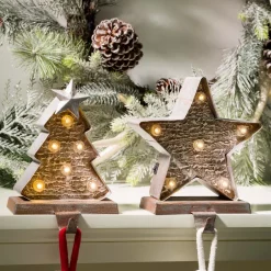 Glitzhome Marquee LED Wooden/Metal Christmas Tree And Star Stocking Holder (Set Of 2) -Indoor-Christmas-Decorations Sales unnamed file 23