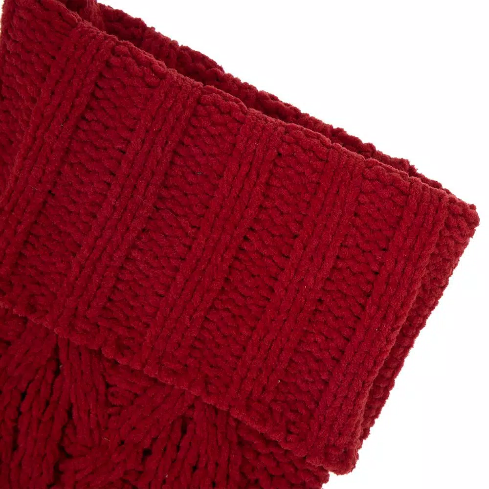 Glitzhome 22 In. L Knitted Polyester Red Christmas Stocking 4 Glitzhome 22 In. L Knitted Polyester Red Christmas Stocking - Image 4