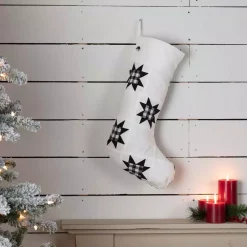VHC Brands 20 In. Cotton Black Emmie Farmhouse Christmas Decor Patch Stocking -Indoor-Christmas-Decorations Sales unnamed file 278