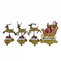 Northlight 9.5 In. Santa And Reindeer Christmas Stocking Holders (Set Of 4)