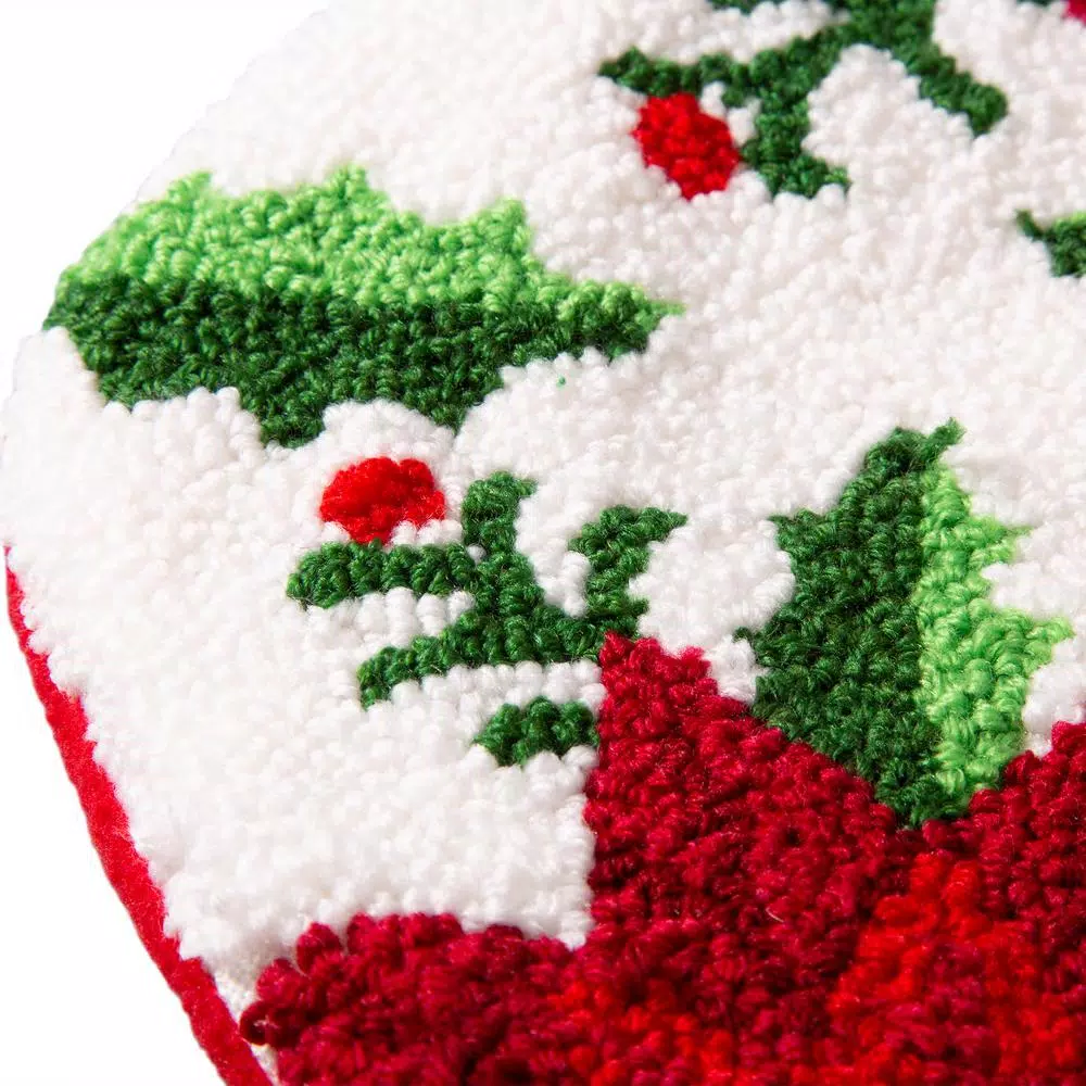 Glitzhome 21.00 In. H Acrylic/PolyesterPoinsettia Hooked Stocking 3 Glitzhome 21.00 In. H Acrylic/PolyesterPoinsettia Hooked Stocking - Image 3