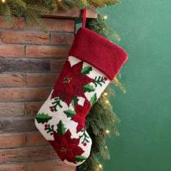 Glitzhome 21.00 In. H Acrylic/PolyesterPoinsettia Hooked Stocking 9 Glitzhome 21.00 In. H Acrylic/PolyesterPoinsettia Hooked Stocking -Indoor-Christmas-Decorations Sales unnamed file 327