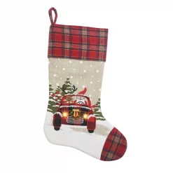 Manor Luxe 0.1 In. H X 20 In. L Polyester Snowy Car By Santa Light Up Christmas Stocking