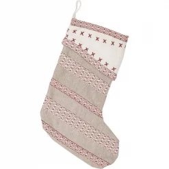 VHC Brands 15 In. Liv Pebble Grey Traditional Christmas Decor Stocking
