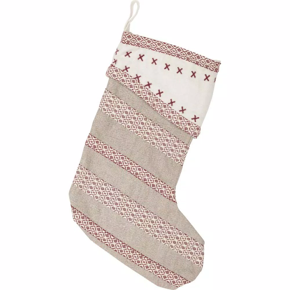 VHC Brands 15 In. Liv Pebble Grey Traditional Christmas Decor Stocking 1 VHC Brands 15 In. Liv Pebble Grey Traditional Christmas Decor Stocking