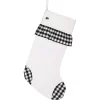 VHC Brands 20 In. Black Emmie Farmhouse Christmas Decor Check Ruffle Stocking