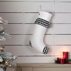 VHC Brands 20 In. Black Emmie Farmhouse Christmas Decor Check Ruffle Stocking -Indoor-Christmas-Decorations Sales unnamed file 409