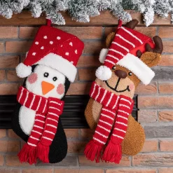 Glitzhome 19 In. H Acrylic/Polyester 3D Hooked Penguin And Reindeer Stocking (Set Of 2) -Indoor-Christmas-Decorations Sales unnamed file 416