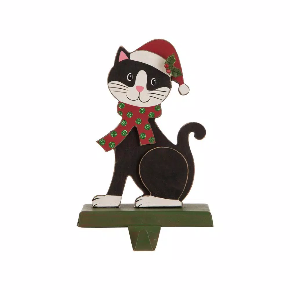 Glitzhome 7.76 In. H Wooden Metal Christmas Stocking Holder Cat 1 Glitzhome 7.76 In. H Wooden Metal Christmas Stocking Holder Cat