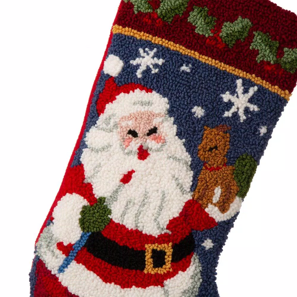Glitzhome 19.00 In. L Hooked Stocking, Santa 2 Glitzhome 19.00 In. L Hooked Stocking, Santa - Image 2