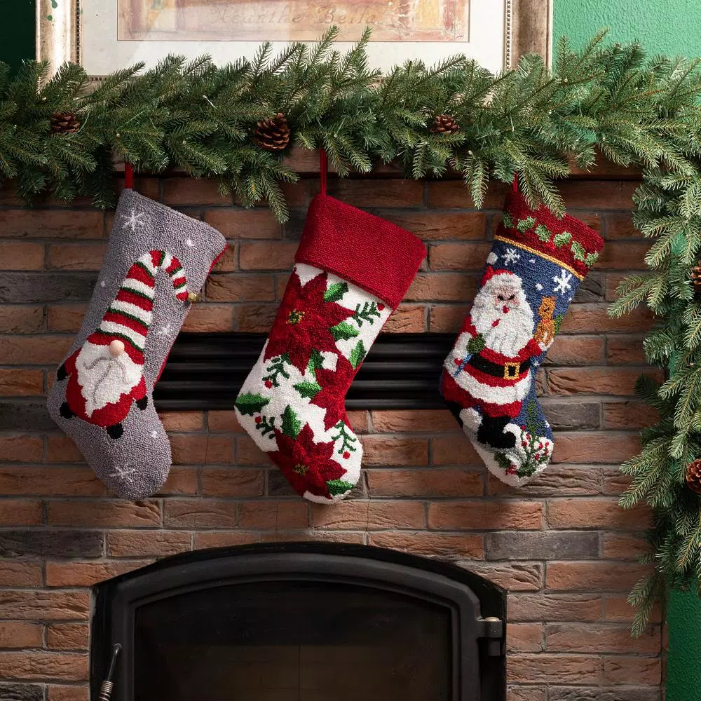 Glitzhome 19.00 In. L Hooked Stocking, Santa 6 Glitzhome 19.00 In. L Hooked Stocking, Santa - Image 6