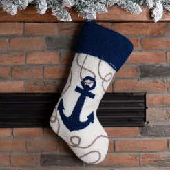Glitzhome 19 In. L Hooked Stocking, Anchor -Indoor-Christmas-Decorations Sales unnamed file 463